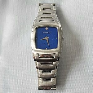 Fossil Arkitekt Stainless Steel Watch Blue Dial Retro Minimalist Water Resistant